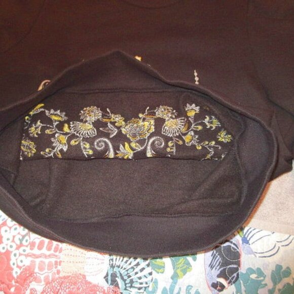 Gabrielle Union NY&C Embroidered Sweatshirt Size M Puff Sleeves Metallic Boho - Picture 10 of 11